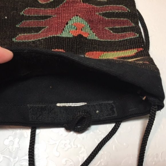 BOHO Flat Woven Kilim Textile Crossbody Bag Wool Handmade Natural Dyes 11"x8.5" - Picture 2 of 6